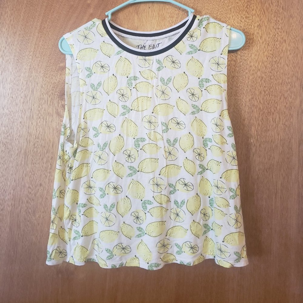 White Top with Lemons Sleeveless